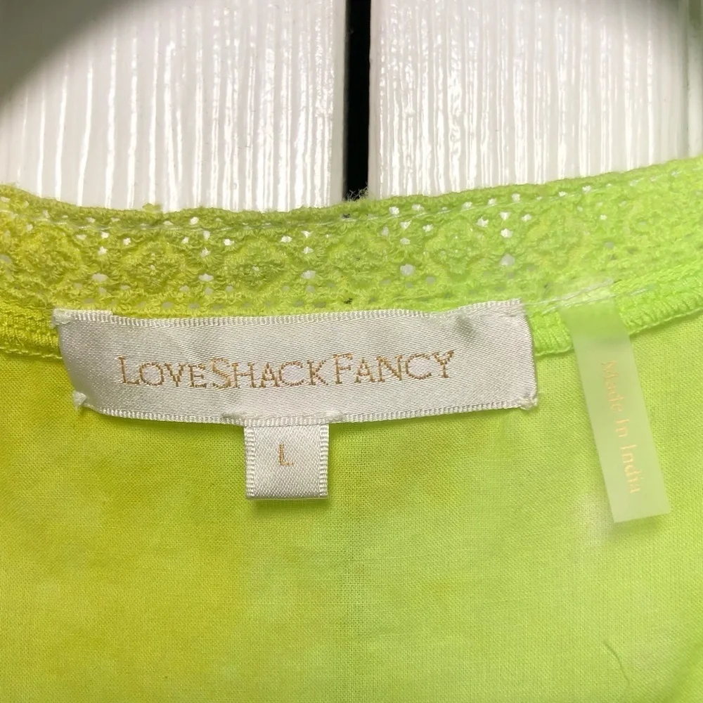 LOVESHACKFANCY LIMITED EDITION Green Gwen Ruffle Mini Dress Size L - Picture 4 of 13